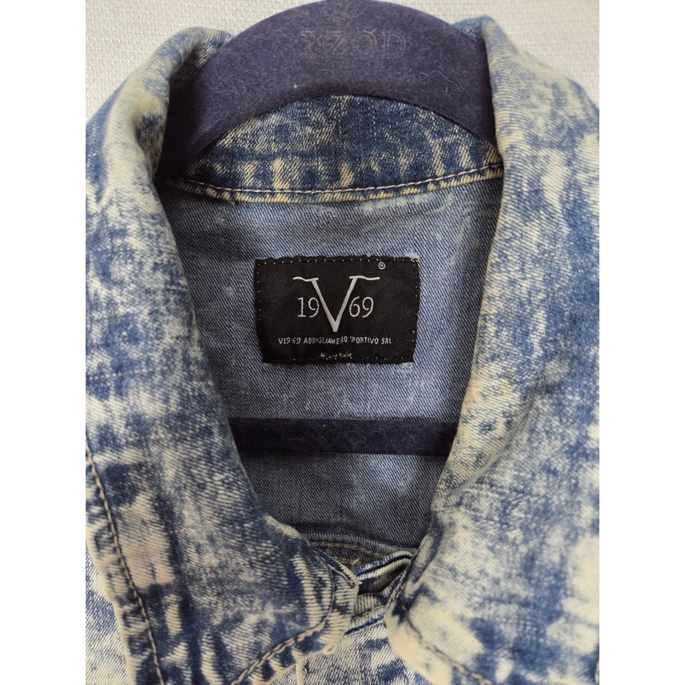 1969 Italia Mens XL‎ Acid Wash Denim Jacket Graphic Patch - Picture 3 of 9